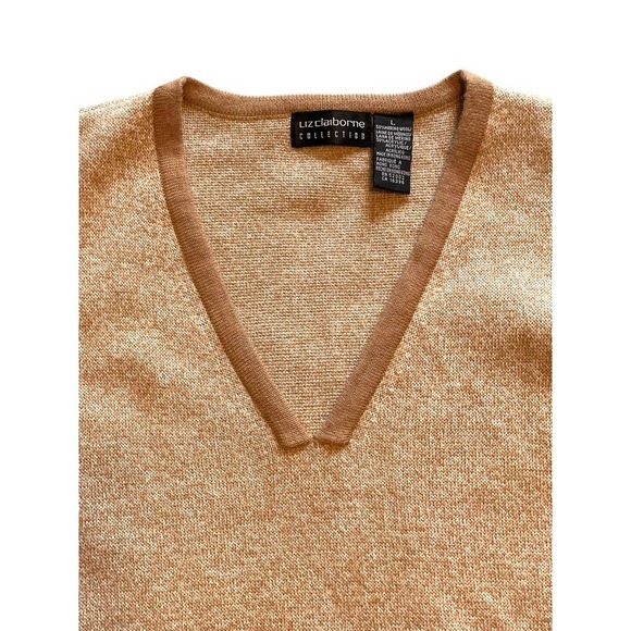 Liz Claiborne Merino Wool Blend V-neck Knit Sweater Women's Brown L - Picture 3 of 10